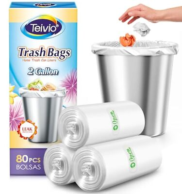#ad 2 Gallon 80 Counts Strong Trash Bags Garbage Bags by Bathroom Trash Can Bin... $13.39