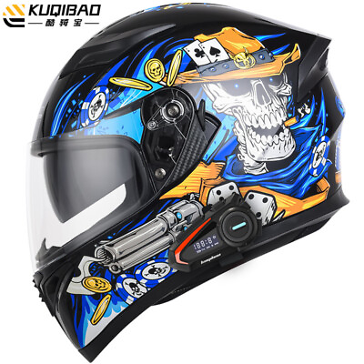 #ad DOT Approved helmet full face built in Bluetooth Motorcycle Dual Lens Helmet $93.57