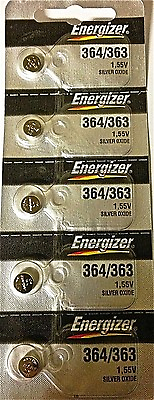 #ad ENERGIZER 364 363 SR621W SR621SW 5 piece BATTERIES Sealed Authorized Seller $3.69