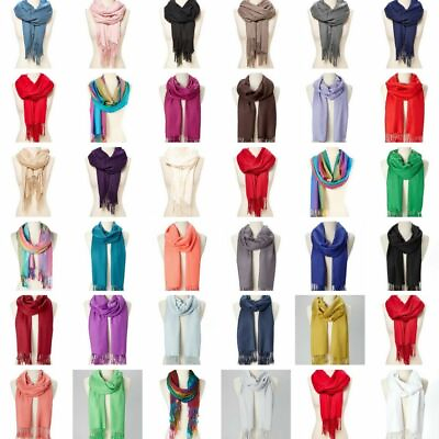 #ad Soft Silk Shawl Wrap Women Pashmina Solid Scarf Stole Cashmere Wool Ladies Scarf $5.49