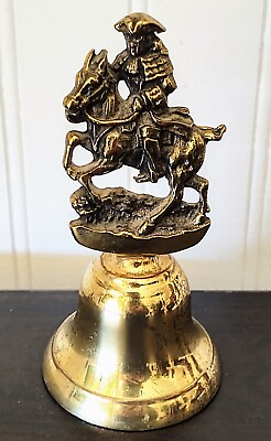 #ad Brass Ringing Bell Mounted Soldier Horse Handle Bell Made In England 5quot; Tall $16.99