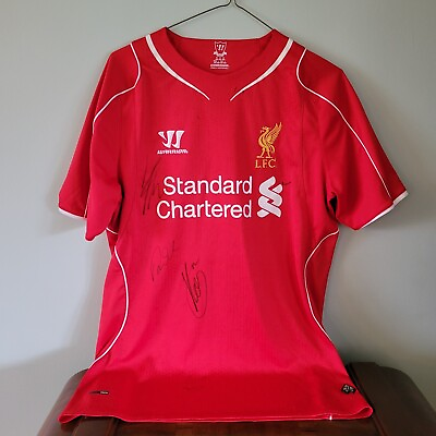 #ad LIVERPOOL 2014 2015 Home Football Jersey Autographed Size Medium 🔥 🔥 Soccer $85.00