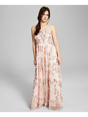 #ad TRIXXI Womens Pink Spaghetti Strap Full Length Prom Gown Dress Juniors 3 $14.99