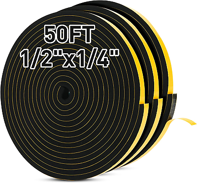 #ad 50FT Weather Stripping Door Seal StripFoam Insulation Tape for Doors and Window $9.99