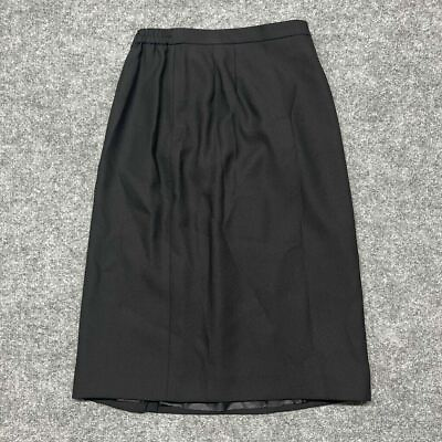 #ad Kasper A.S.L Womens A Line Skirt Black Midi Lined Back Slit Zip Button 6 New $17.09
