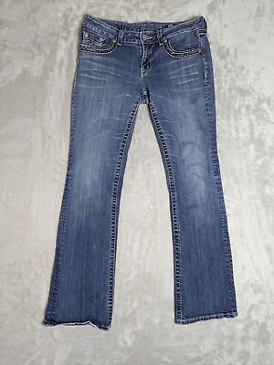 #ad Miss Me Boot Cut Jeans Women#x27;s 31 32x31 Light Wash Mid Rise Studded Sequin @TD $22.46