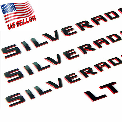 #ad 4PCS Black amp; Red Emblems Letter Badge Nameplate For Chevy SILVERADO LT 1500 2500 $23.99
