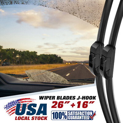 #ad Front Windshield Wiper Blades Pair 26quot;16quot; All Season For J HOOK 2009 2023 NEW $6.98