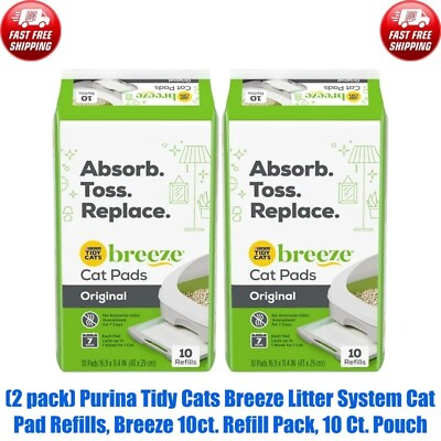#ad 2 pack 10 Ct Pouch. Purina Tidy Cats Breeze Litter System Cat Pad Refills $17.62
