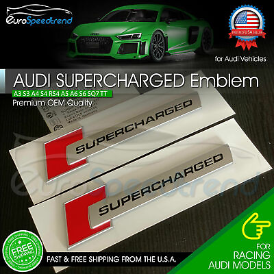 2x for Audi SuperCharged Badge Emblem 3D Side Fender A3 A4 A5 A6 A7 A8 Q3 Q5 OEM $16.99