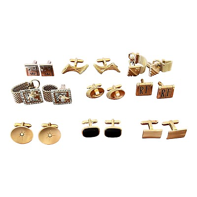#ad Lot of 9 Pairs of Vintage Cufflinks Swank Anson Hickok Gold Silver Tone $29.99