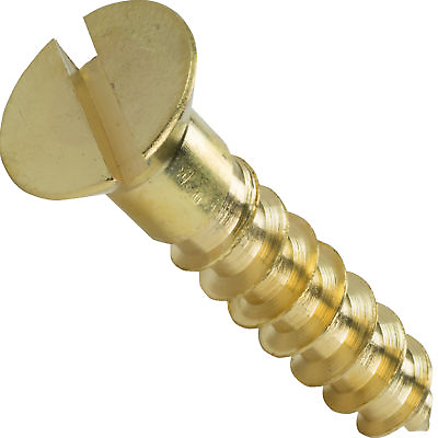 #ad #2 Slotted Drive Flat Head Countersink Solid Brass Wood Screws Deep Coarse $232.38