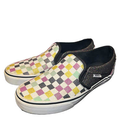 #ad Vans Checkerboard Classic Glitter Slip on Shoes Women 7.5 $25.00