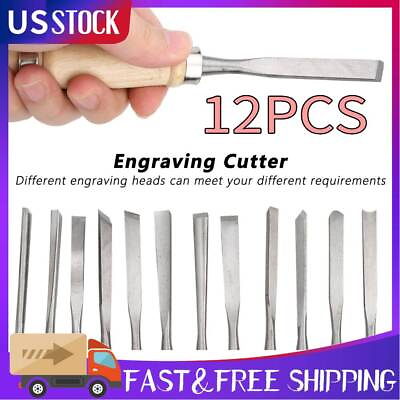 #ad 12Pcs Engraving Knife Chisels Woodworking Cutter with Box Wood Carving Tools Set $29.44