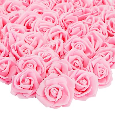#ad 100 Pack Pink Artificial Flowers Bulk Stemless Fake Foam Roses 3 in $19.99
