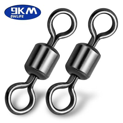 #ad 50 200Pc Fishing Barrel Swivel 9 770LB Stainless Steel Rolling Solid Ring Swivel $7.19