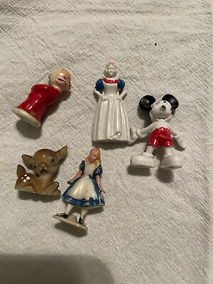 #ad Lot Of 5 Vintage Disney Miniatures Mickey Alice Bambi Snow White $23.99
