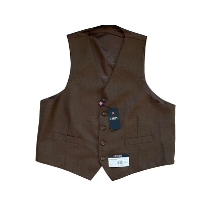 NWT Chaps Button Front Suit Vest Men#x27;s Size XL Brown Office Work Formal Preppy $50.00