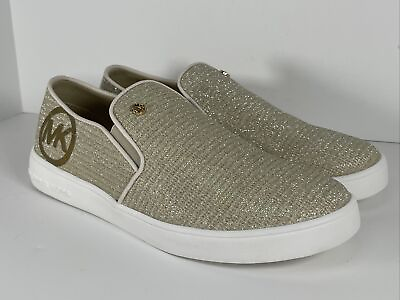 #ad Michael Kors Keaton Gold Glitter Slip On Women’s Sneaker Size 5 New $55.00