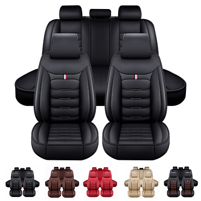 #ad Leatherette Front Car Seat Covers Full Set Cushion Protector Universal 4 Season $68.99