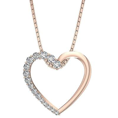 #ad #ad Heart Pendant Necklace Round Diamond VVS1 E 0.55 Ct 14K Rose Gold Appraisal $781.19