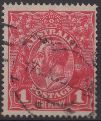 #ad Australia KGV 1d red SW VIII 32 “white scratch behind kangarooquot; used AU $23.99