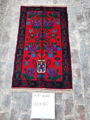 M1264 Excellent Handmade knotted afghan vintage balouchi tribal rug 150×85 cm $160.00