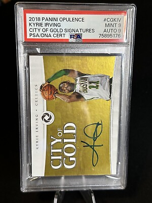 #ad 2018 19 Panini Opulence Kyrie Irving City of Gold Signatures 17 25 PSA 9 *POP 1* $550.00