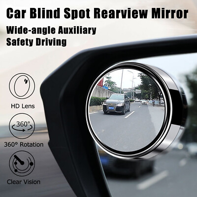 2Pcs Car Blind Spot Mirror Round Frame Convex Rearview Auxiliary Mirror Driving $2.99