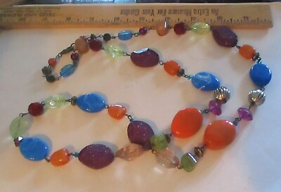 #ad VINTAGE COLORFUL NECKLACE WITH LATCH $4.00