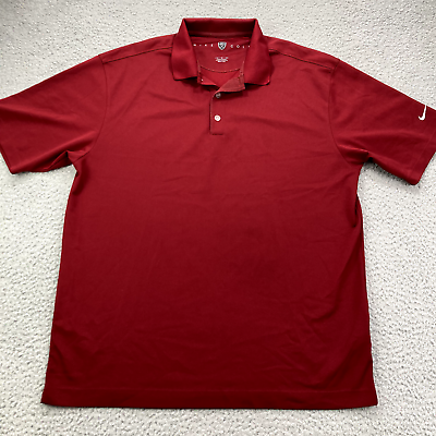 #ad Dry Mens Golf Polo Dry Fit Shirt Large Red Breathable Lightweight $15.99