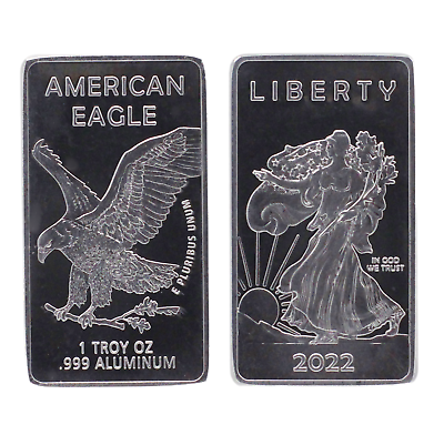 #ad 1 TROY OUNCE OZ .999 Pure Aluminum Al Metal Walking Liberty Bar Eagle Rare $14.97
