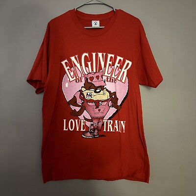 #ad Tasmanian Devil Engineer Of The Love Train T Shirt Mens Large Red Looney Tunes. $22.00