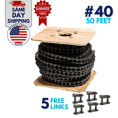 #ad #40 Roller Chain 50 Feet with 5 Connecting Links $70.99