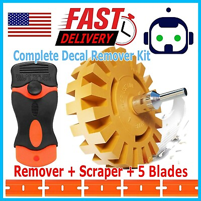 #ad #ad 4quot; Car Decal Removal Eraser Wheel w Rubber Power Drill Adapter Sticker Remover $9.95