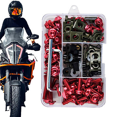 #ad 177Pcs Motorcycle Windscreen Fairing Bolt Kit Motorcycle Screws Bolt Aluminum $30.12