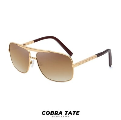 #ad Brand New High Quality Gold Brown Lens Gold Frame Sunglasses Andrew Tate $39.00
