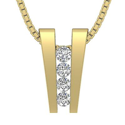 #ad #ad Cluster Pendant Necklace Round Diamond VS1 E 0.35 Carat 14K Gold Channel Set $457.59