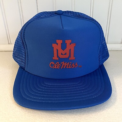 #ad Vintage 80s Trucker Hat Cap Snapback Mesh University Miss Ole Rebels NCAA $39.99