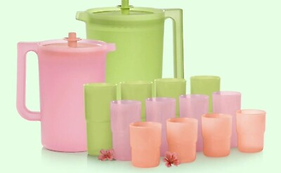 #ad NEW Tupperware 14 pc Sip Into Spring Set Pitchers and tumblers free shipping $85.00