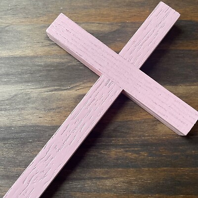Wall Cross Wood Pink 8quot; Handmade USA Decor Christ Cruz Catholic Plain $19.95