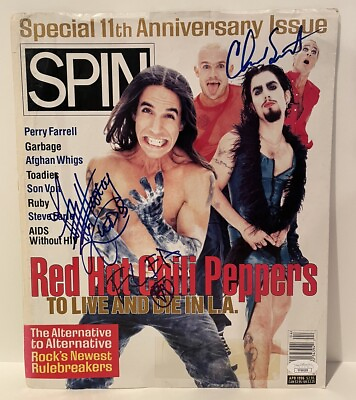 #ad Red Hot Chili Peppers Signed x3 Spin Magazine Cover 1996 Kiedis Flea JSA COA $1999.99