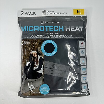 #ad Free Country Womens Base Layer Pants Microtech Heat Pack Of 2 Black Medium $60 $11.19