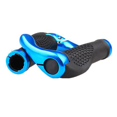 #ad Blue Cycling Lock On Handlebars Rubber Mountain MTB Bike Bicycle Bar Grips Ends $12.59