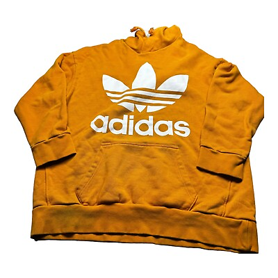 Adidas Pullover Hoodie Adult Medium Trefoil Graphic Golden Rod Heavy $14.99