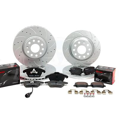 #ad FOR AUDI FRONT REAR CROSS DRILLED GROOVED BRAKE DISCS BREMBO PADS 312mm 282mm GBP 289.99