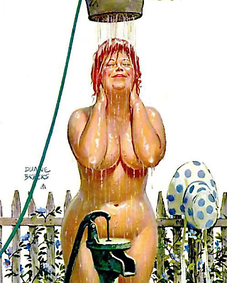#ad Duane Bryers#x27; plump and pretty Hilda Outside Shower art painting print $7.99