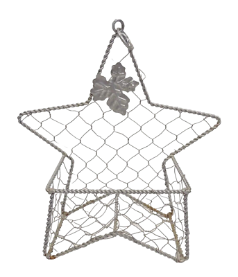 #ad Vintage Hanging Star Wire Basket Maple Leaf Hanging Letter Mail Storage Silver $18.99