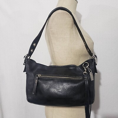 Coach Black Genuine Leather Shoulder Bag Adjustable Strap L04S 1429 #ad $55.99