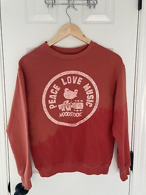 #ad Woodstock Peace Love Music Crew Neck Sweatshirt Size Small Pullover $13.00